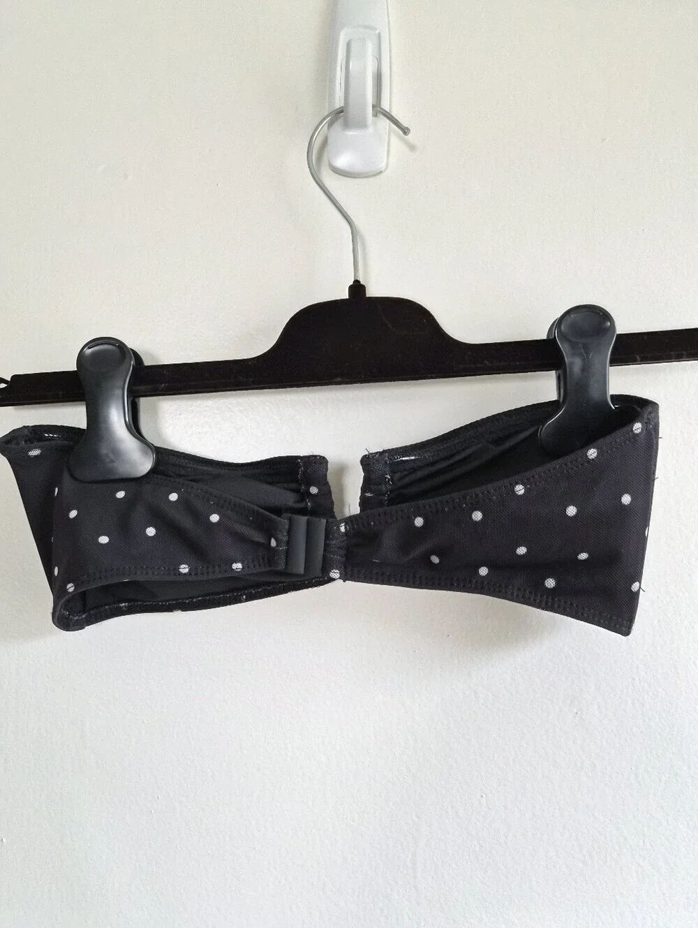 New Zara Bandeau Strapless Polka Dot Black/White Swim Bikini Top Small NWOT